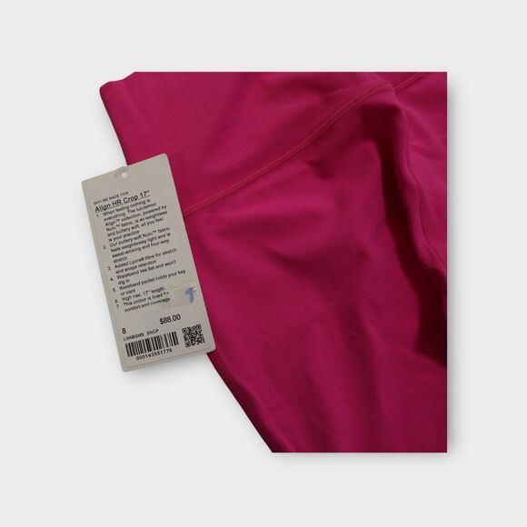 Lululemon Align High Rise Crop 17" Sonic Pink Leggings Double Ligned - Picture 3 of 7